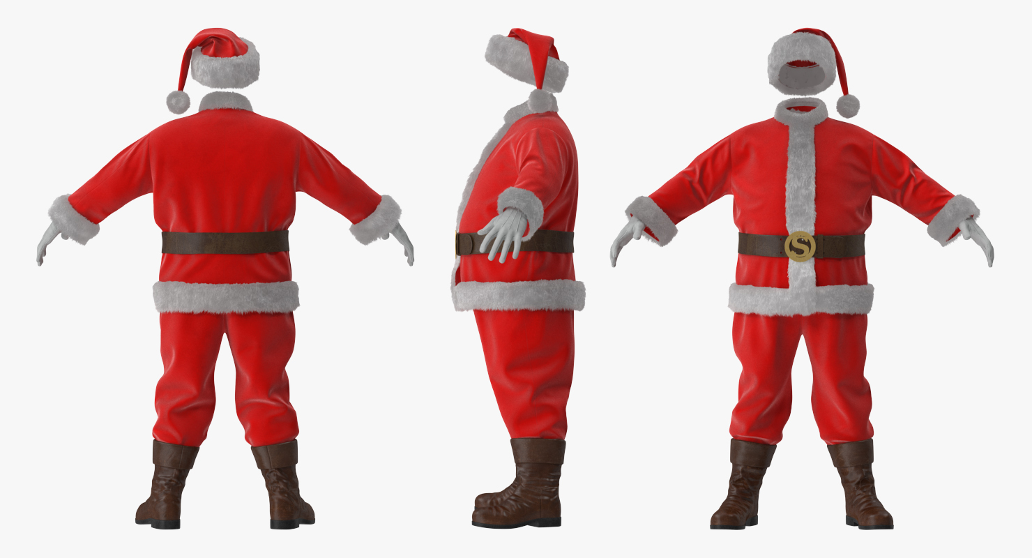 3D Santa Claus Costume with Fur model