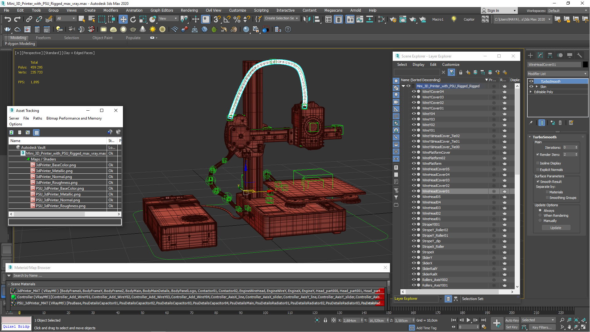 3D Mini 3D Printer with PSU Rigged