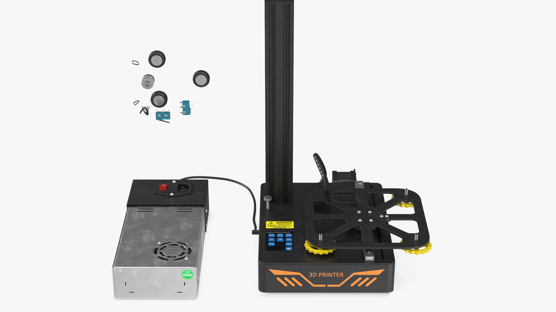 3D Mini 3D Printer with PSU Rigged