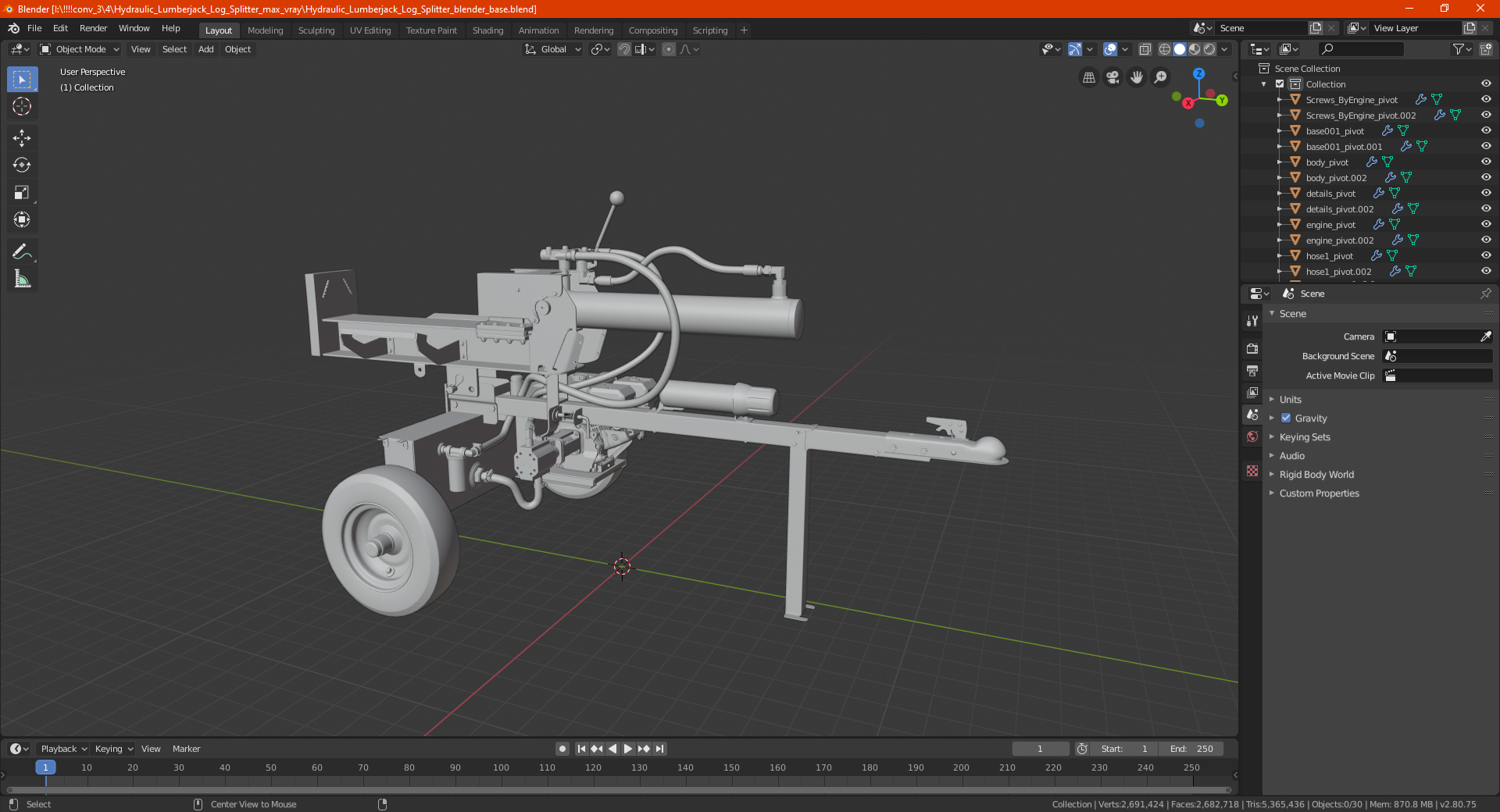 3D Hydraulic Lumberjack Log Splitter model