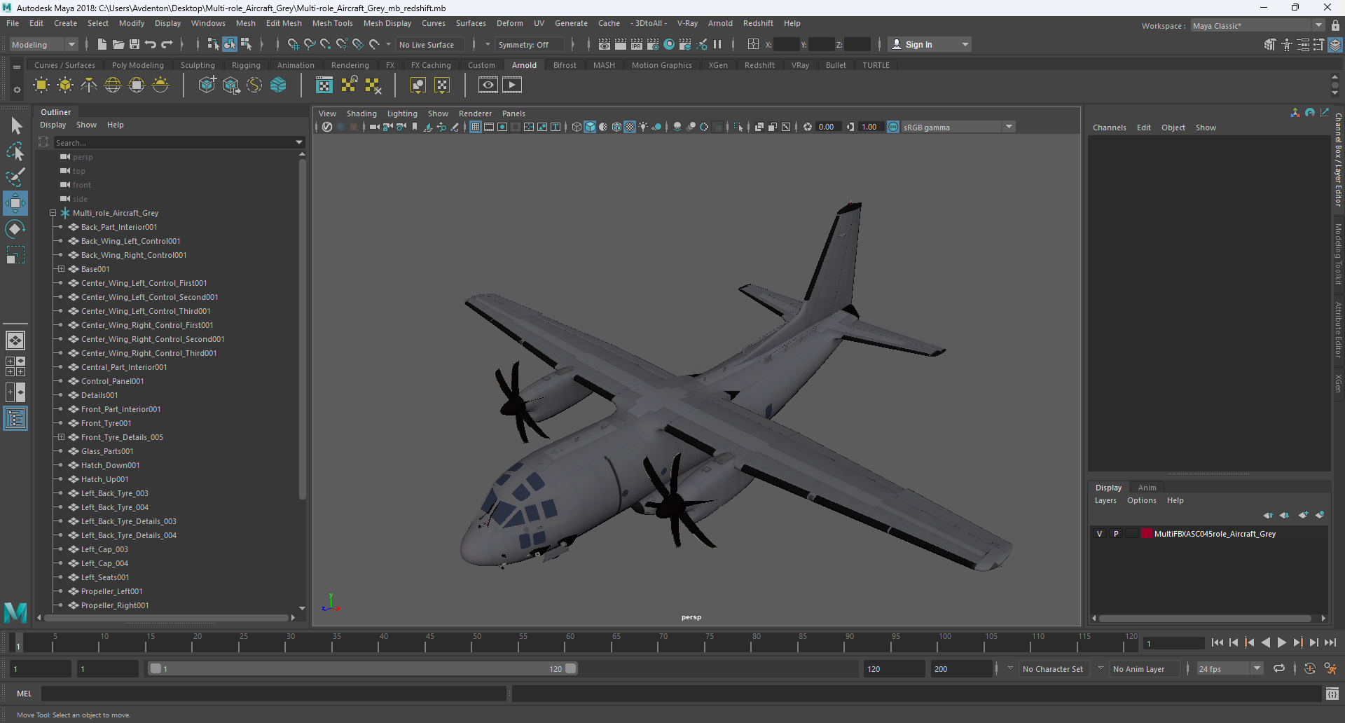 Multi-role Aircraft Grey 3D model