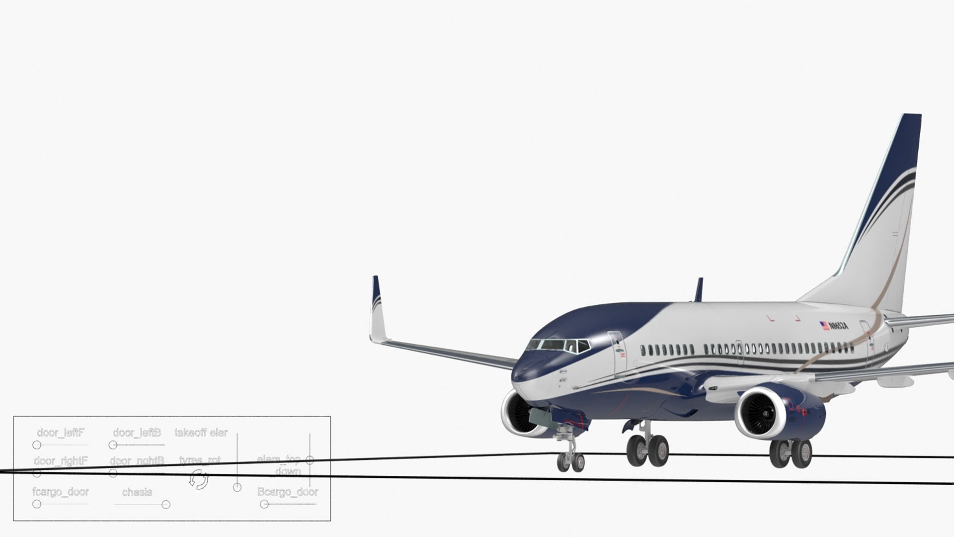 3D model Boeing 737-600 with Interior Rigged