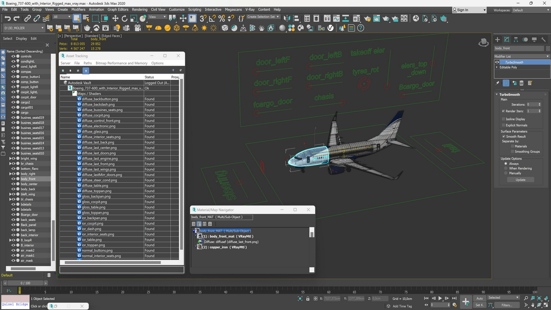 3D model Boeing 737-600 with Interior Rigged