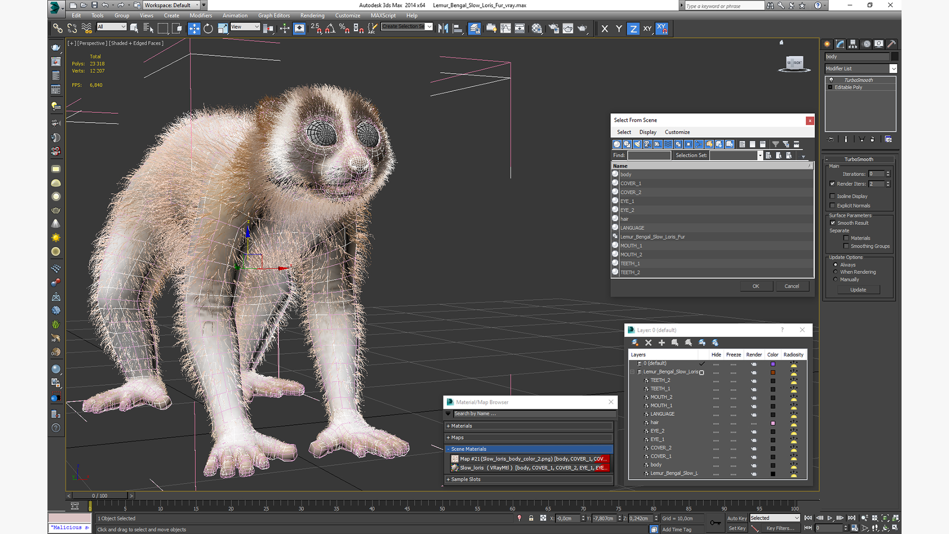 Lemur Bengal Slow Loris Fur 3D