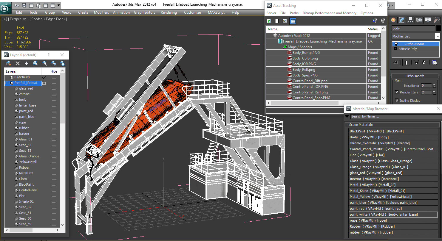 Freefall Lifeboat Launching Mechanism 3D