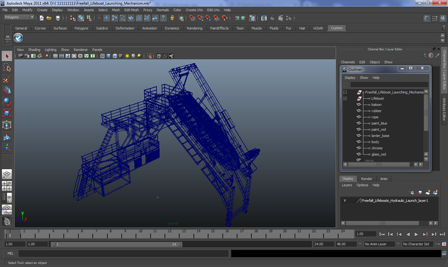 Freefall Lifeboat Launching Mechanism 3D