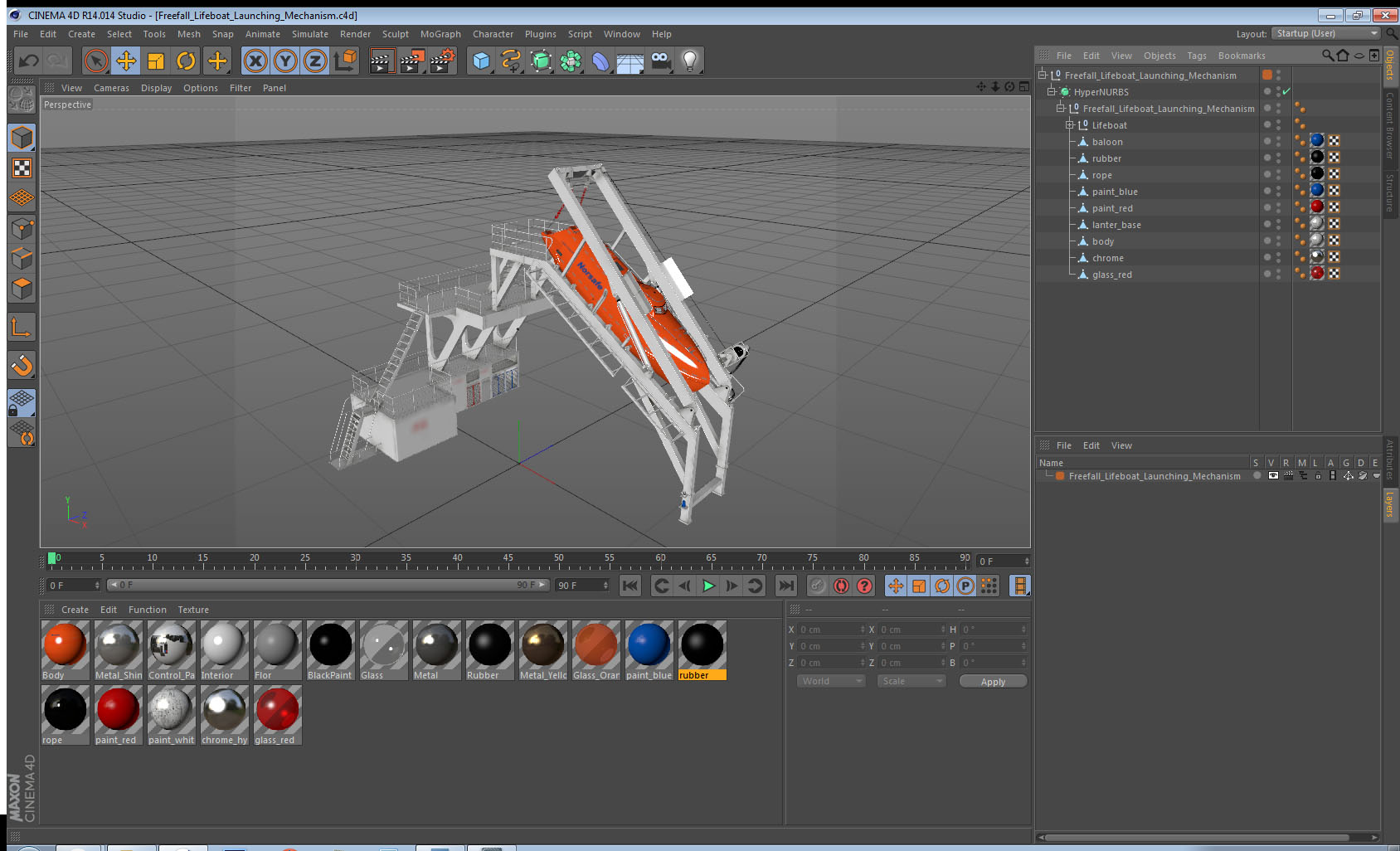 Freefall Lifeboat Launching Mechanism 3D