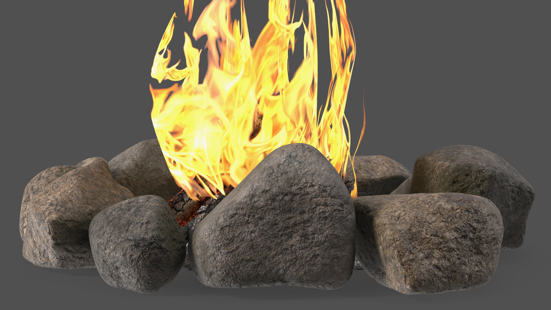 3D Campfire Surrounded by Rocks model