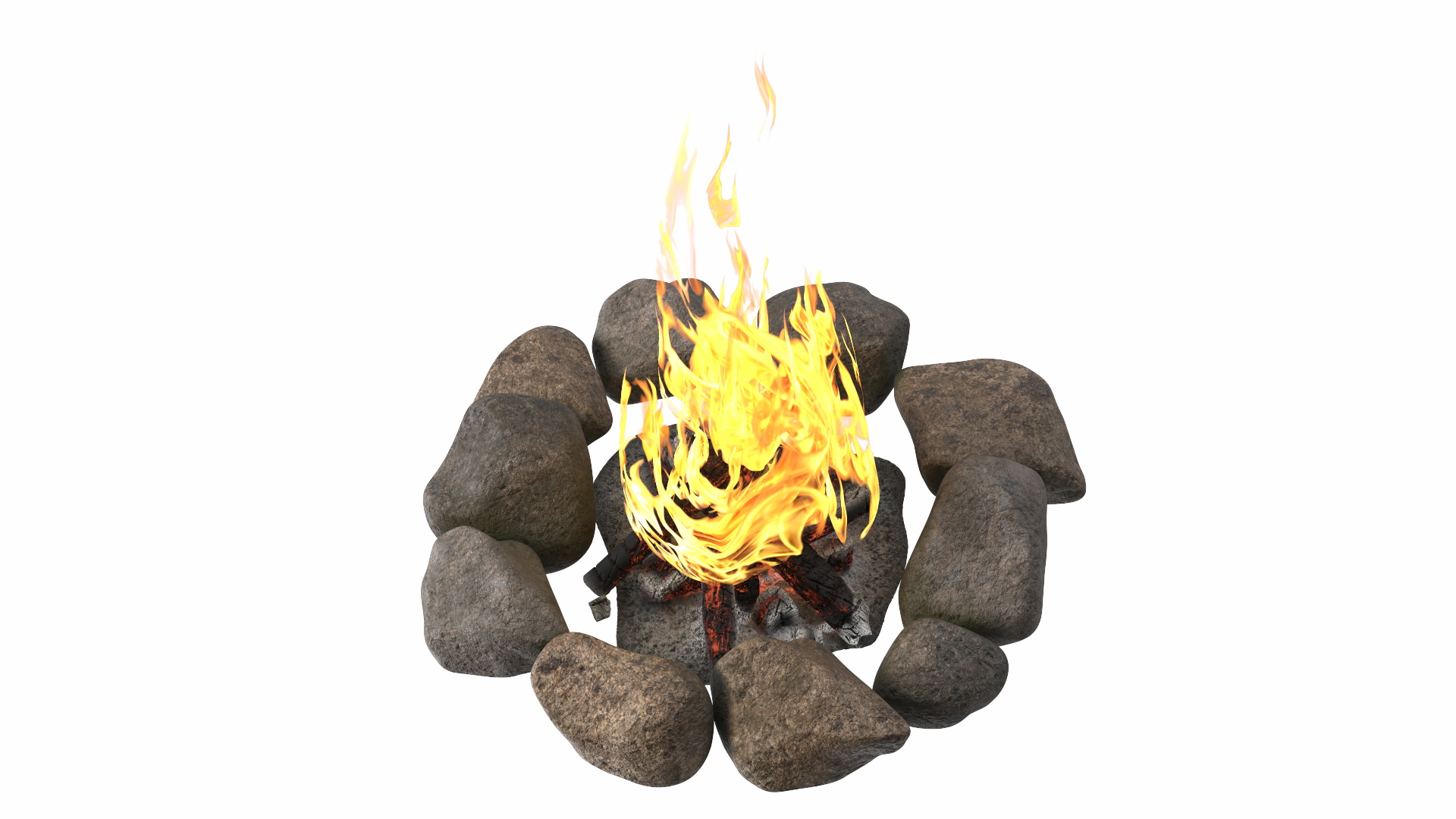 3D Campfire Surrounded by Rocks model