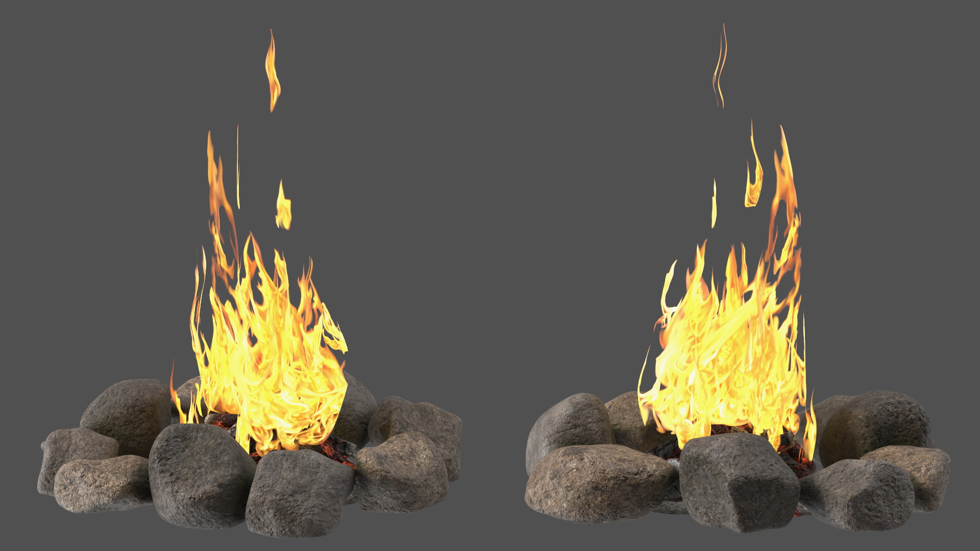 3D Campfire Surrounded by Rocks model