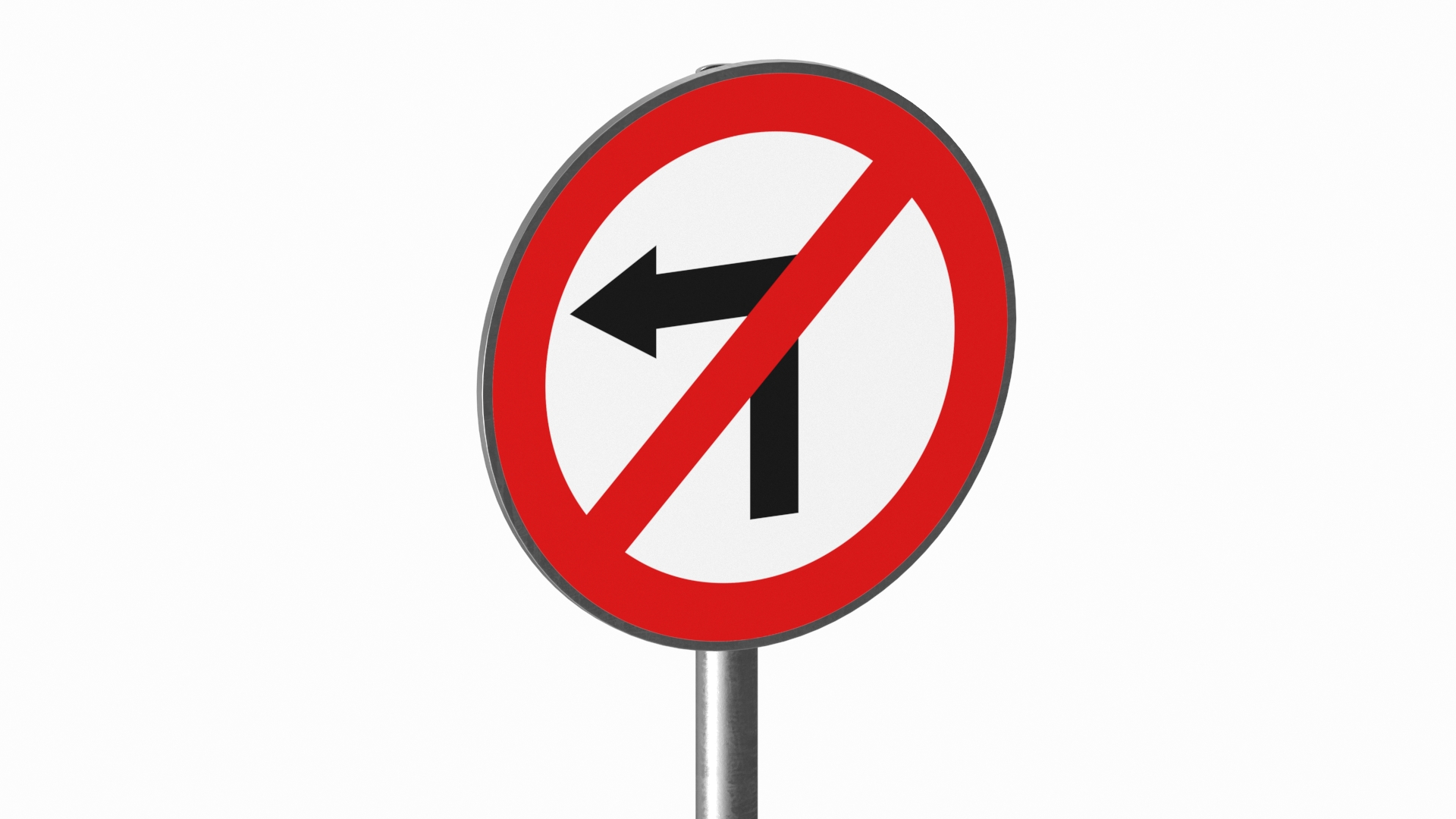 Road Sign No Left Turn 3D