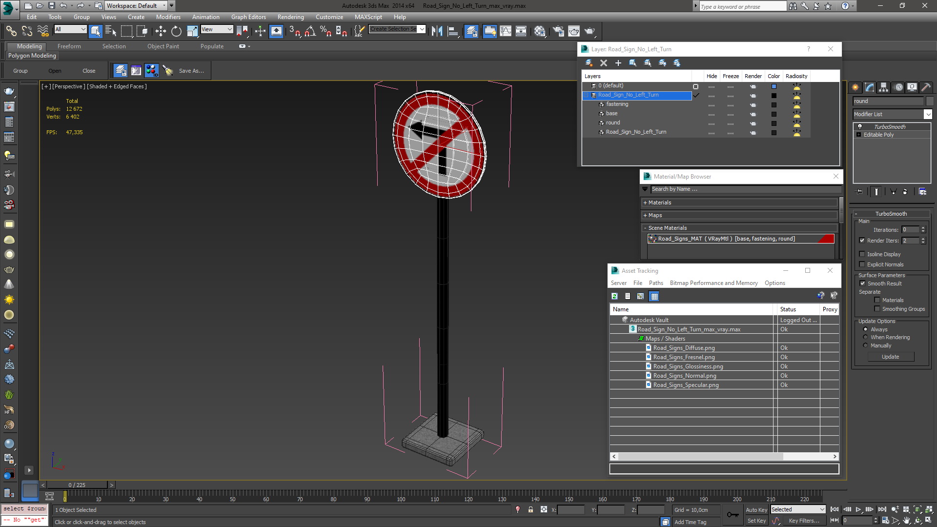 Road Sign No Left Turn 3D