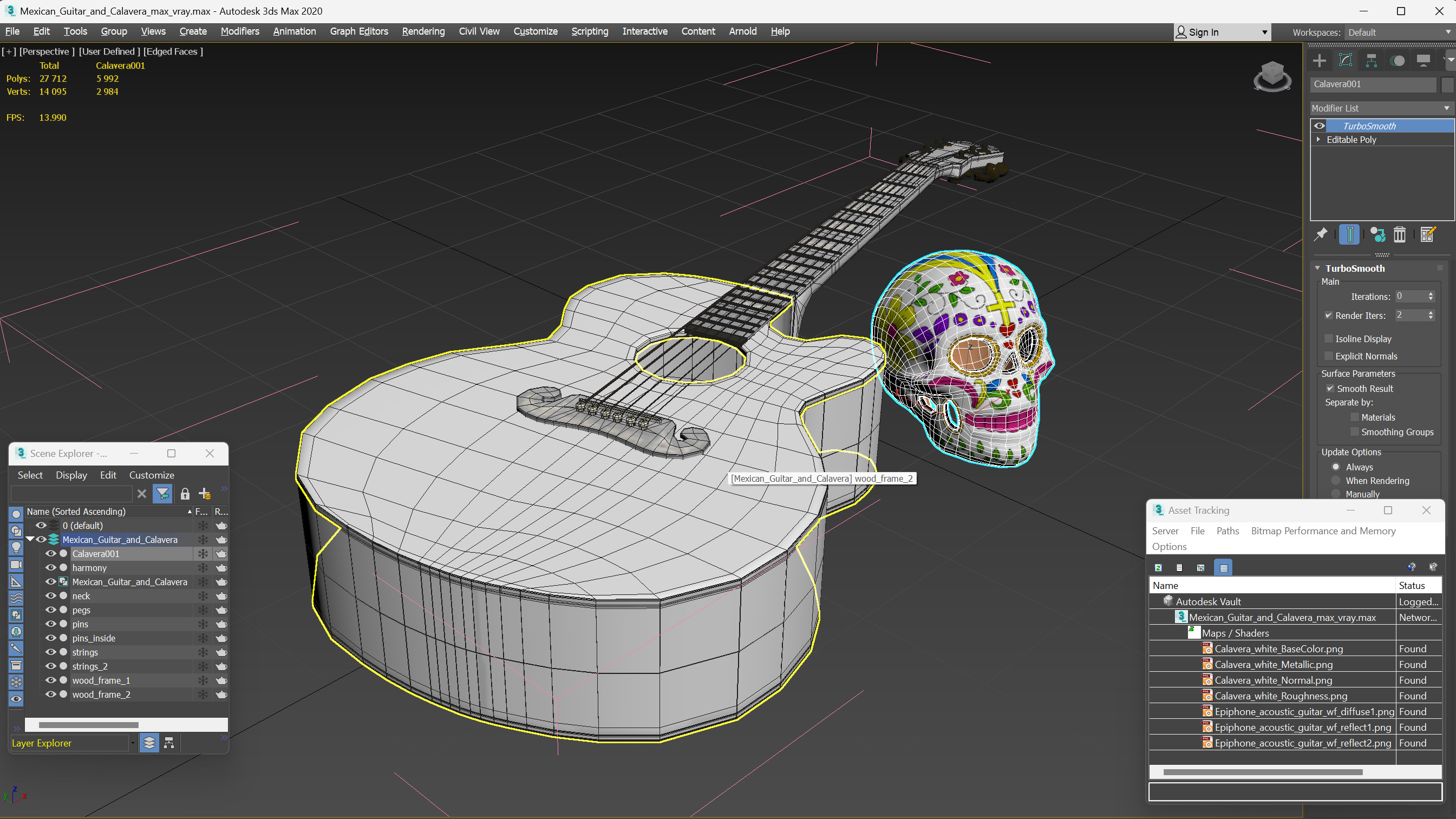 Mexican Guitar and Calavera 3D