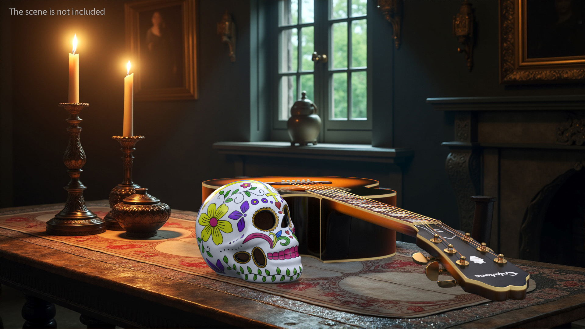 Mexican Guitar and Calavera 3D