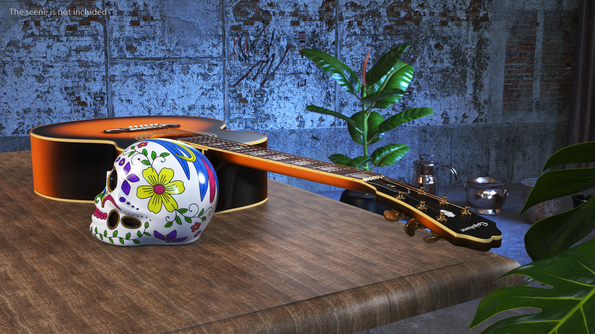 Mexican Guitar and Calavera 3D