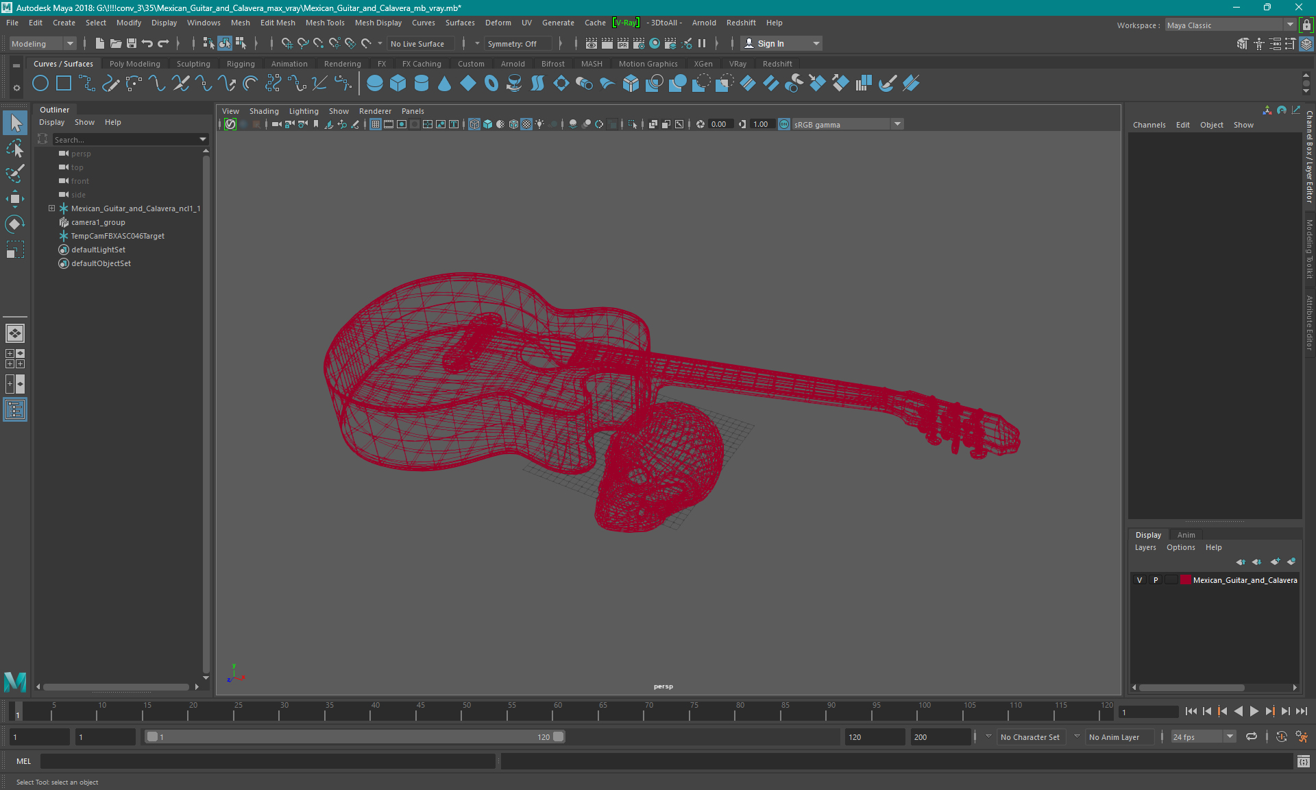 Mexican Guitar and Calavera 3D