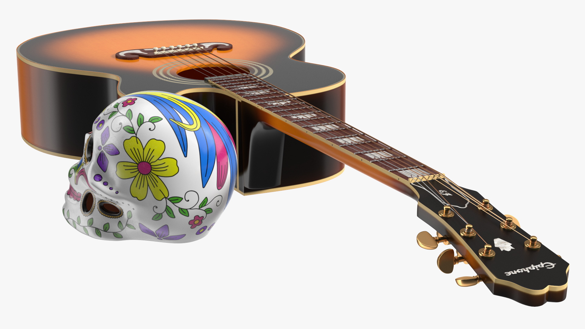 Mexican Guitar and Calavera 3D