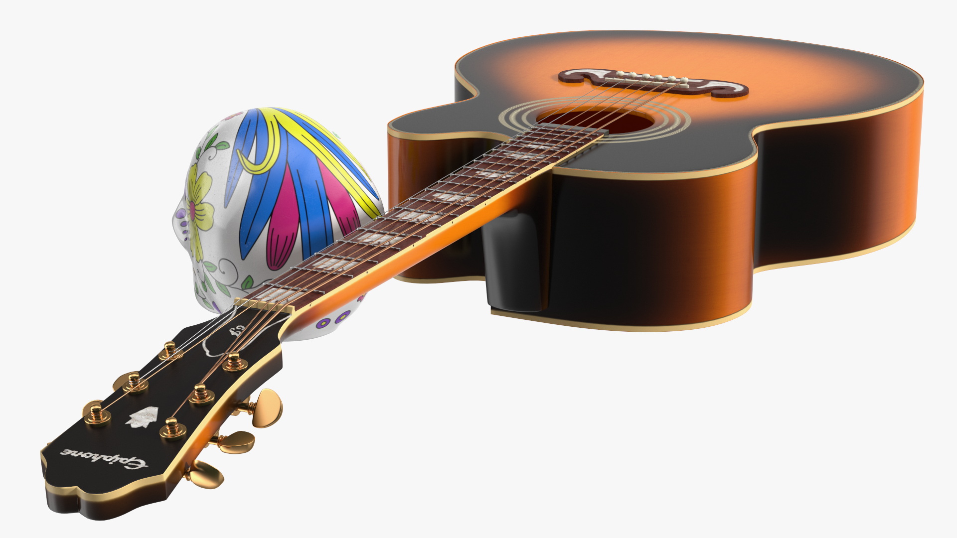 Mexican Guitar and Calavera 3D