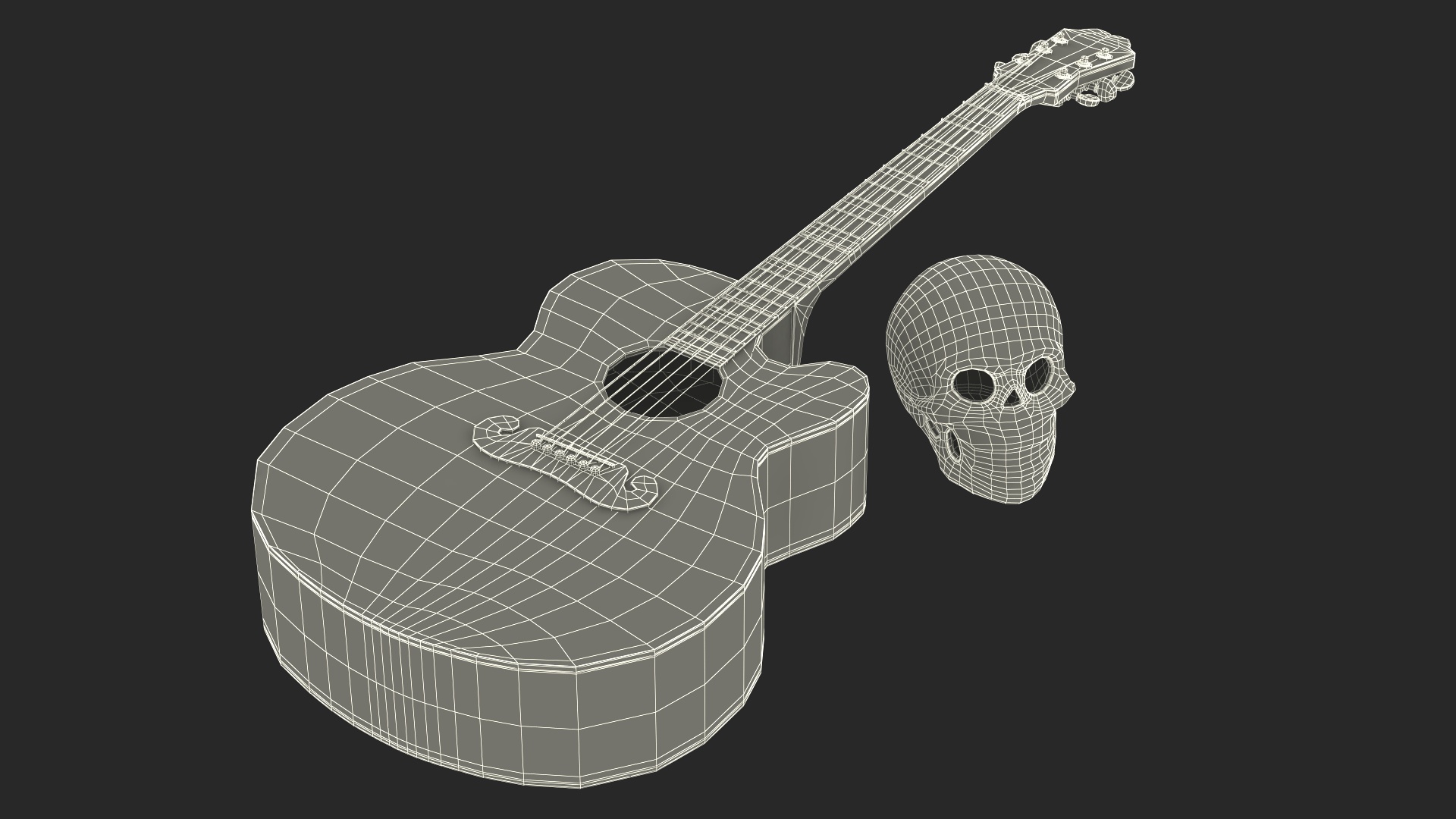 Mexican Guitar and Calavera 3D