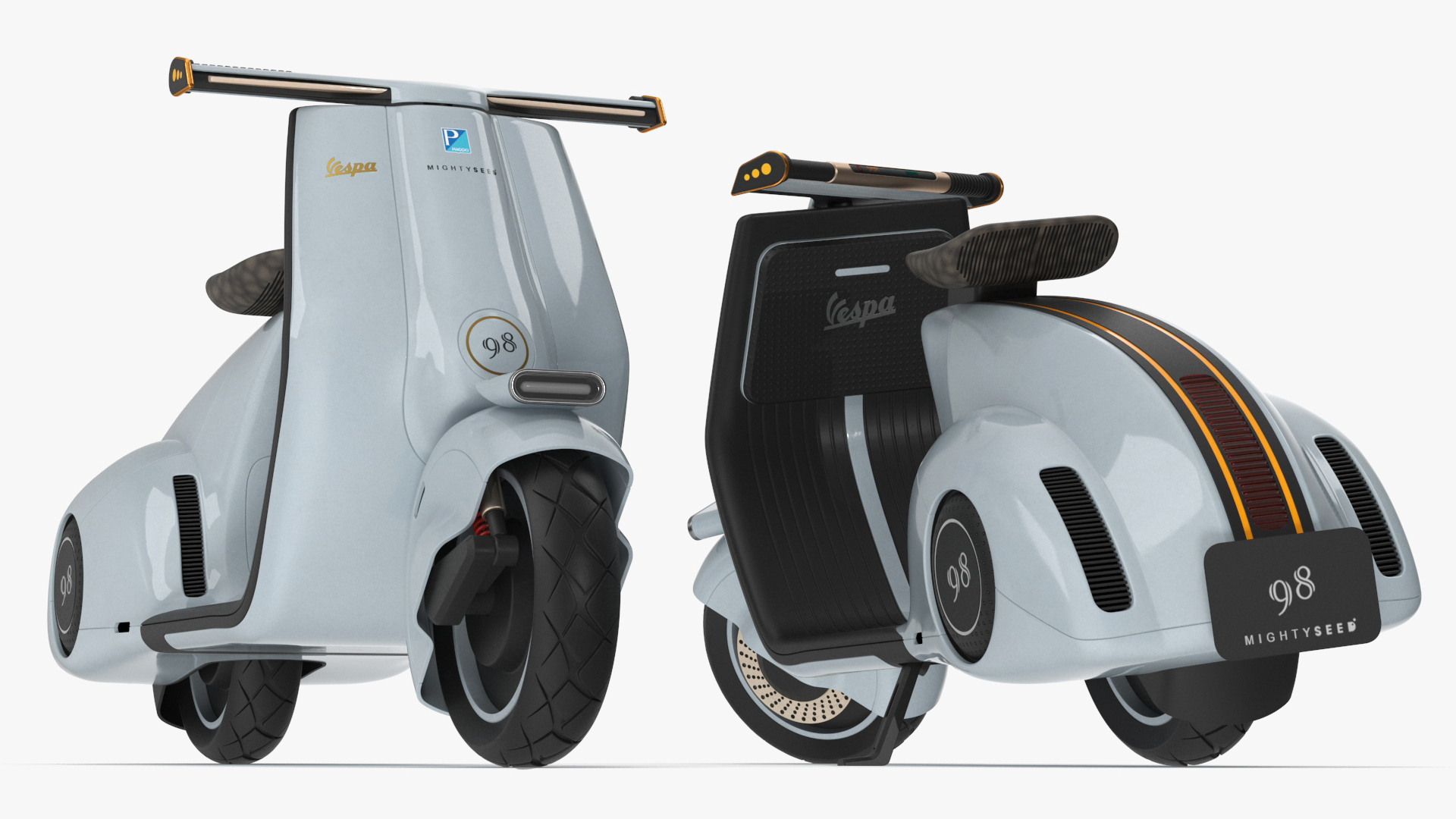 Electric Scooter Vespa 98 Blue Rigged 3D