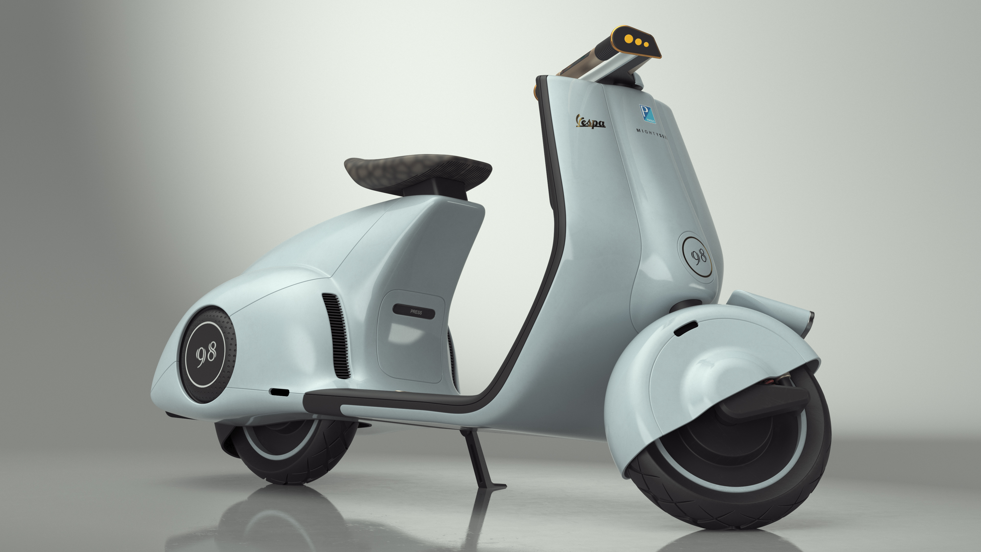 Electric Scooter Vespa 98 Blue Rigged 3D