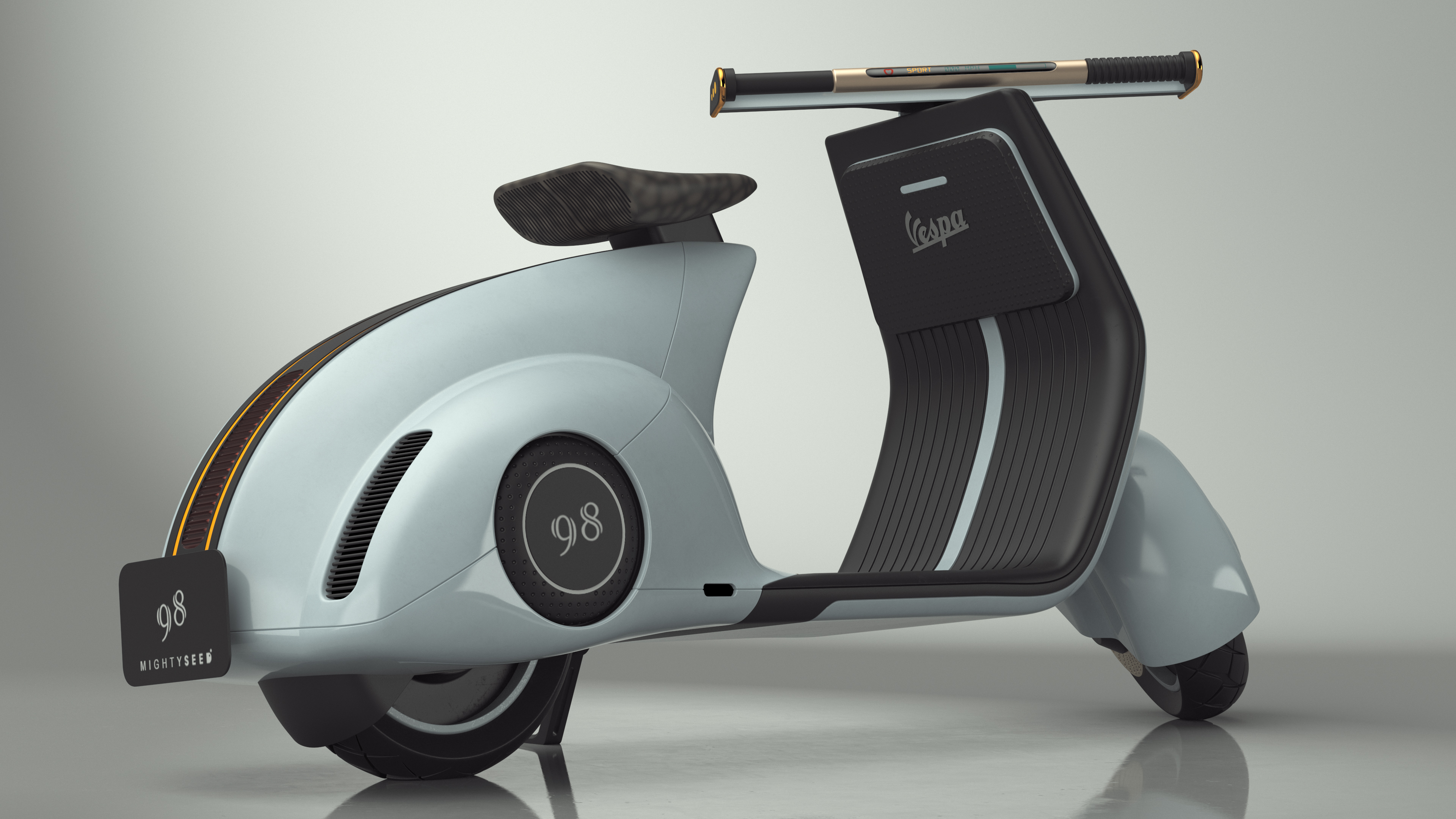 Electric Scooter Vespa 98 Blue Rigged 3D