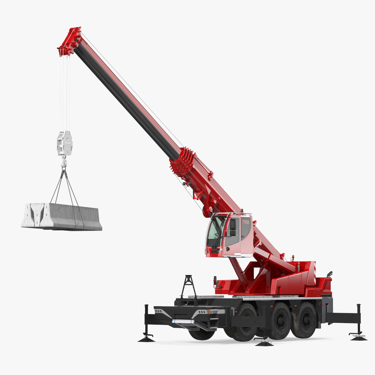 3D Compact Mobile Crane With Load Rigged for Maya