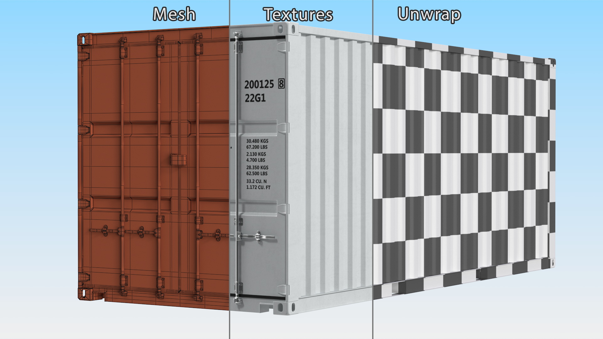 3D model Shipping Cargo Container 20 ft