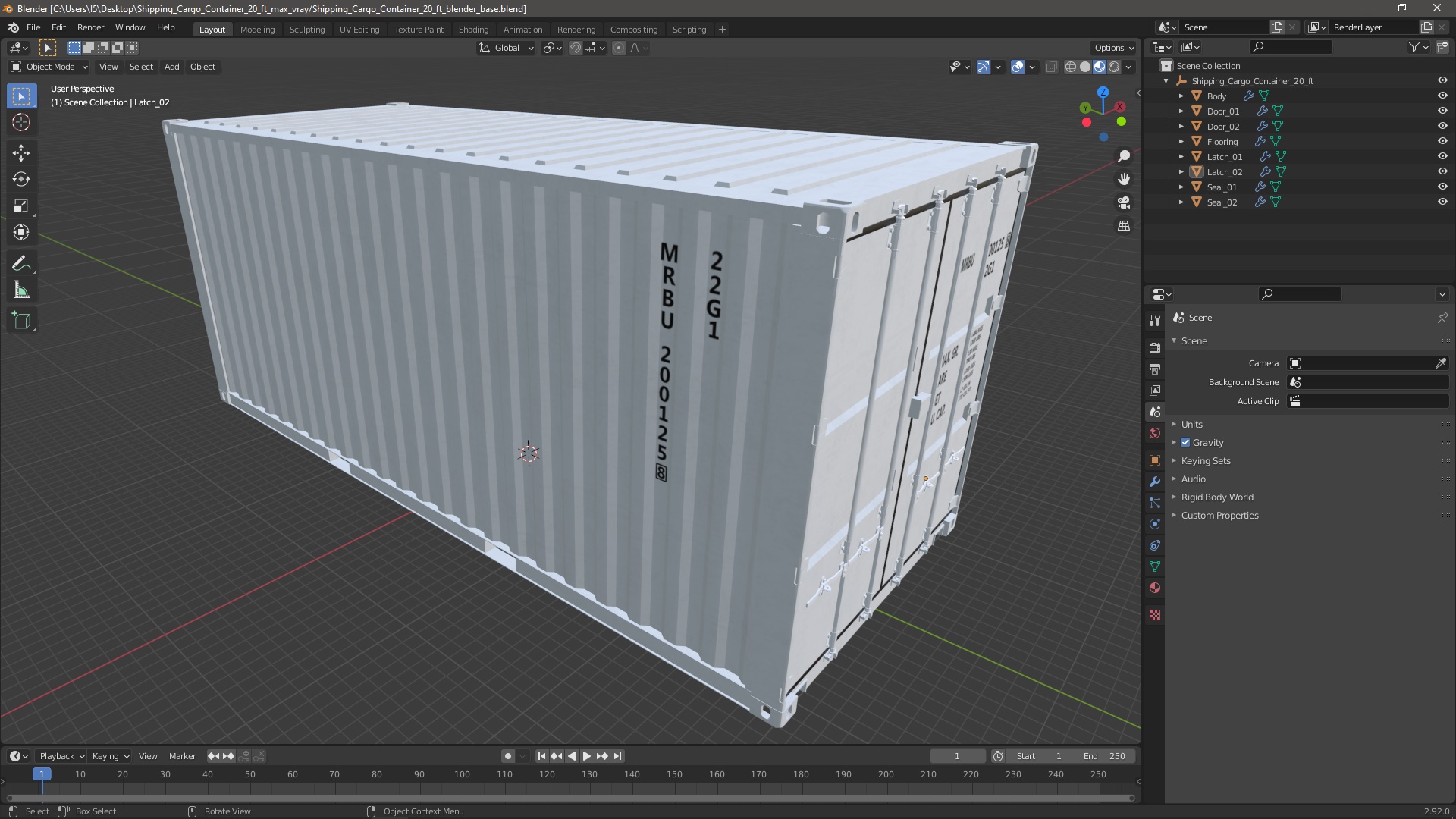 3D model Shipping Cargo Container 20 ft