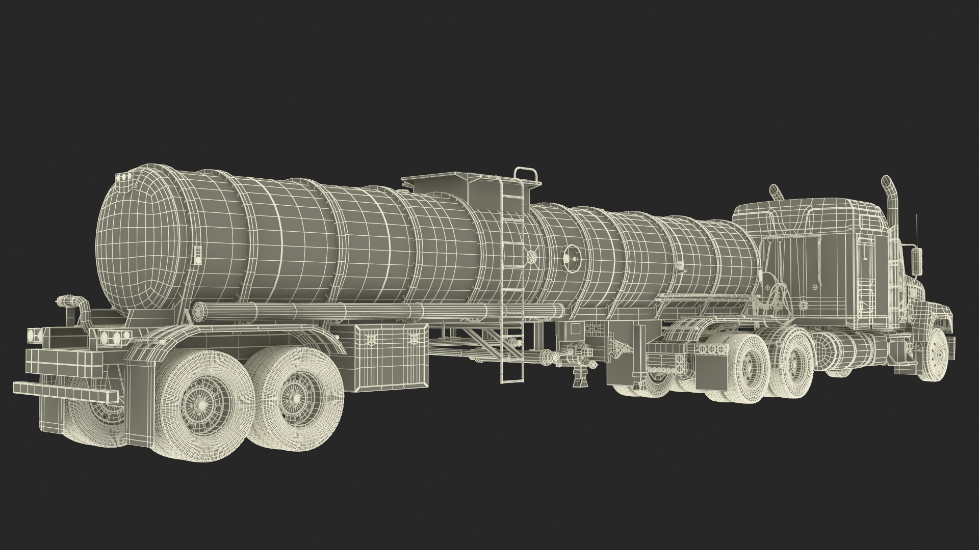 Freight Truck with Food Grade Tank Trailer 3D