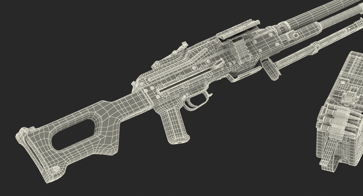 3D Russian Machine Gun PKM Ammo Box Detached