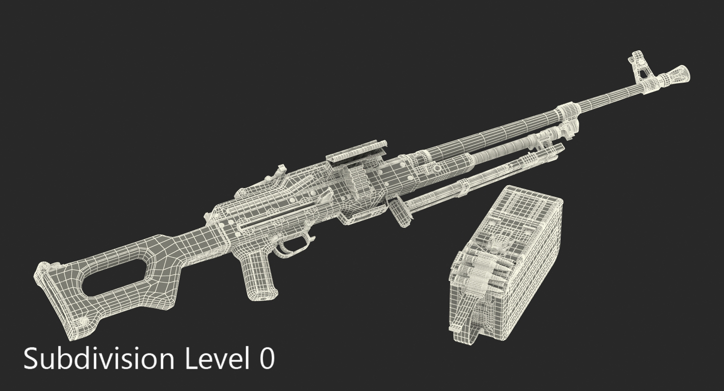 3D Russian Machine Gun PKM Ammo Box Detached