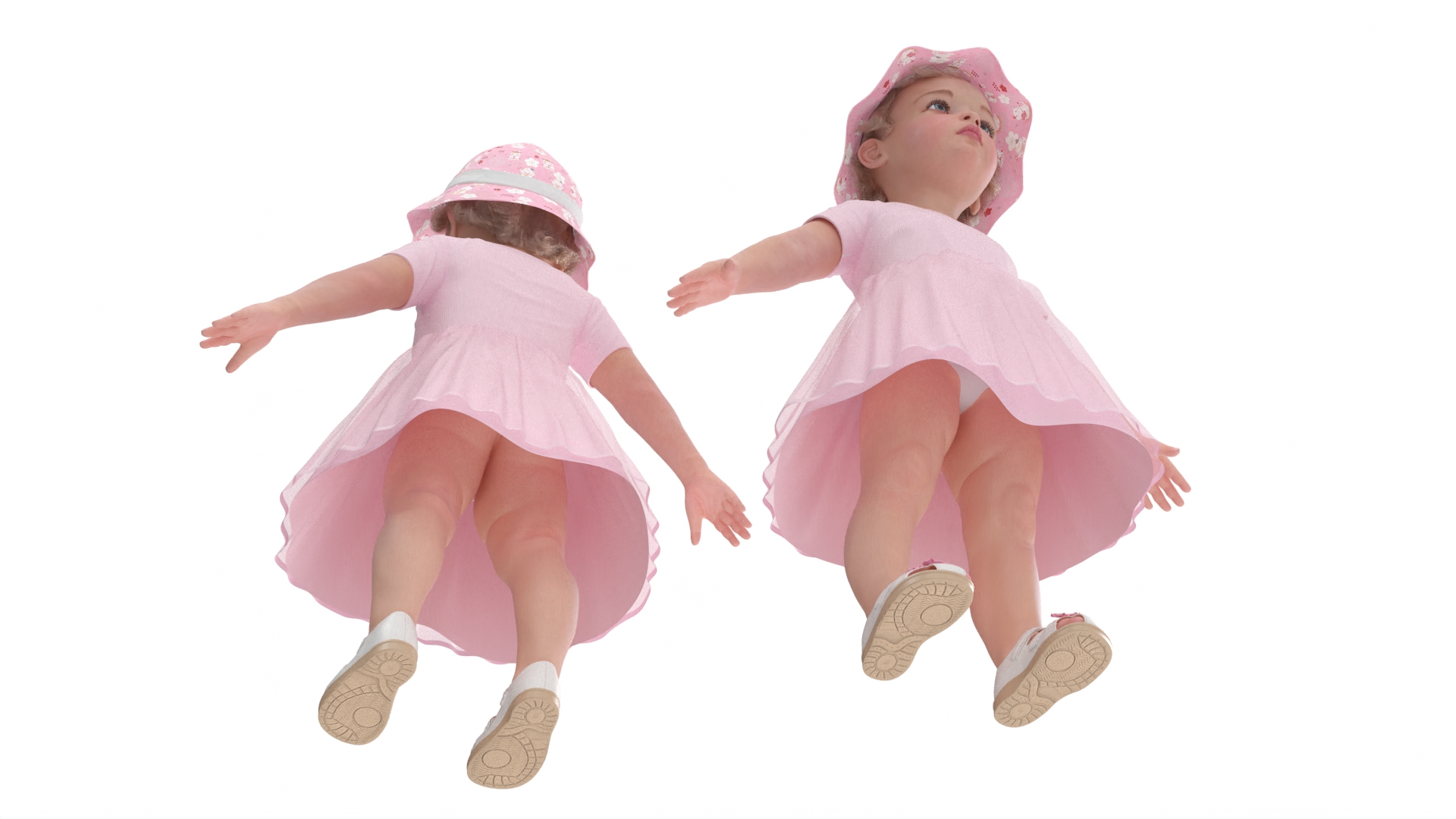 3D Baby Girl Outdoor Summer Dress A-Pose Fur