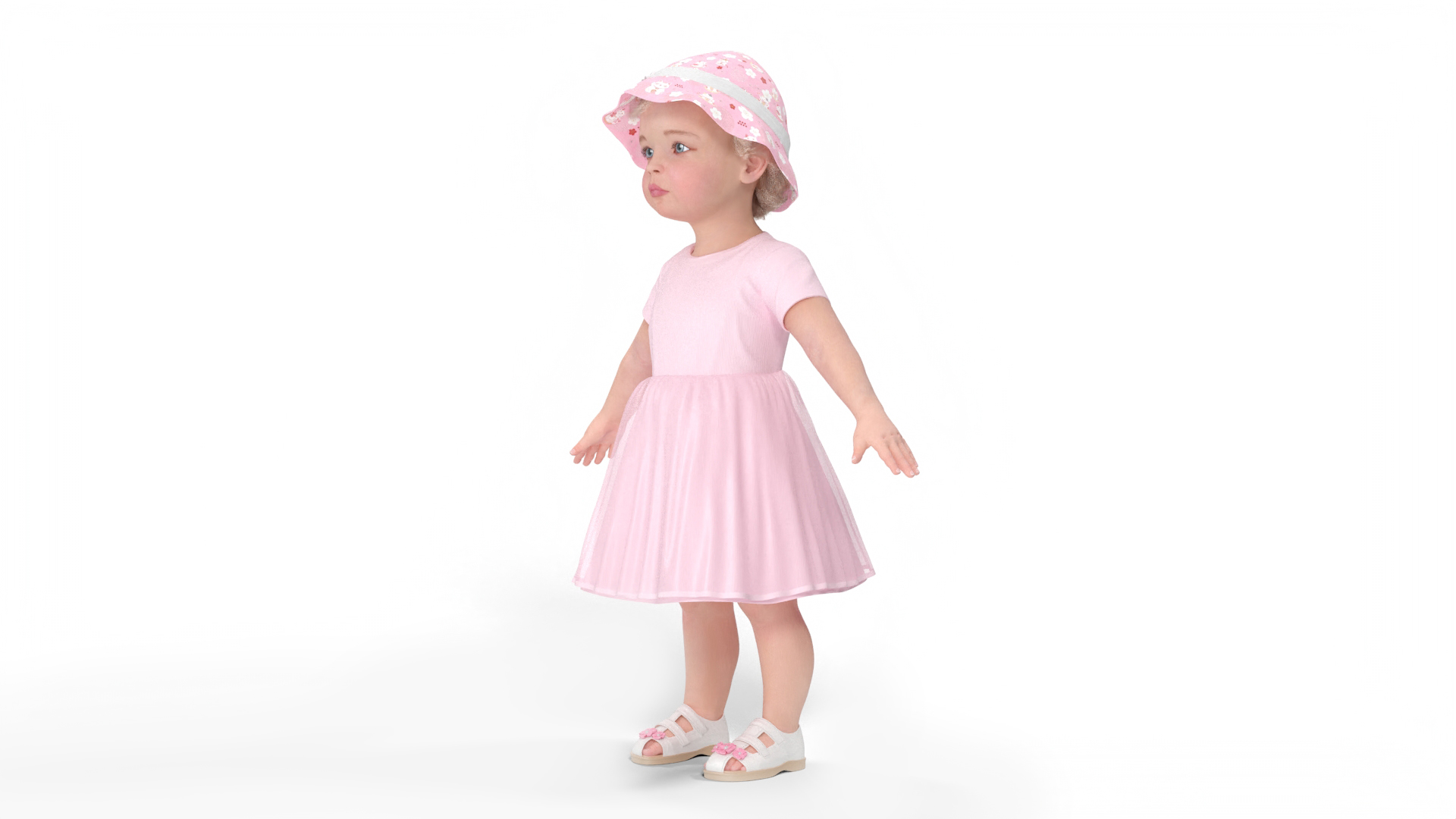 3D Baby Girl Outdoor Summer Dress A-Pose Fur