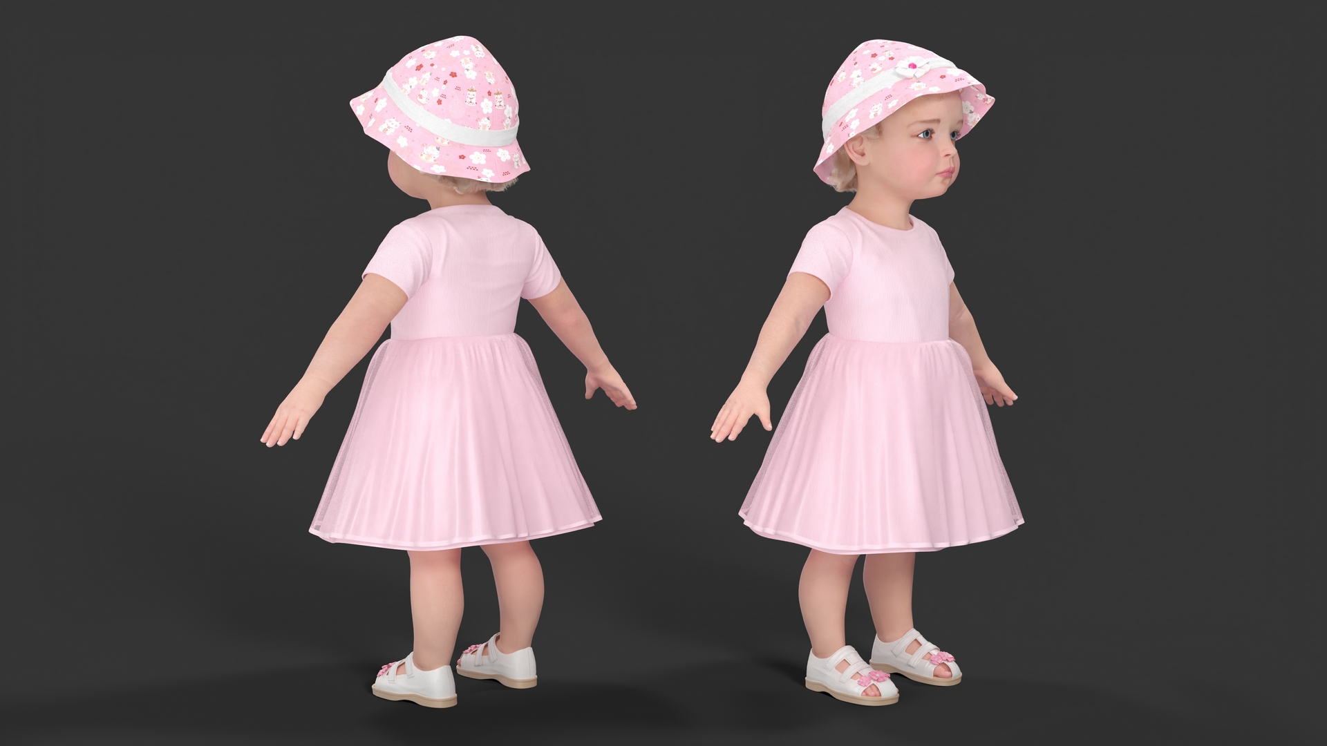 3D Baby Girl Outdoor Summer Dress A-Pose Fur