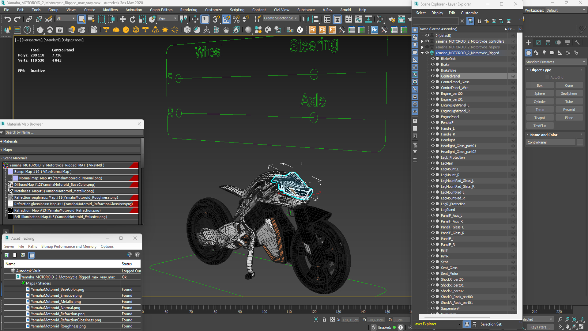 3D model Yamaha MOTOROiD 2 Motorcycle Rigged