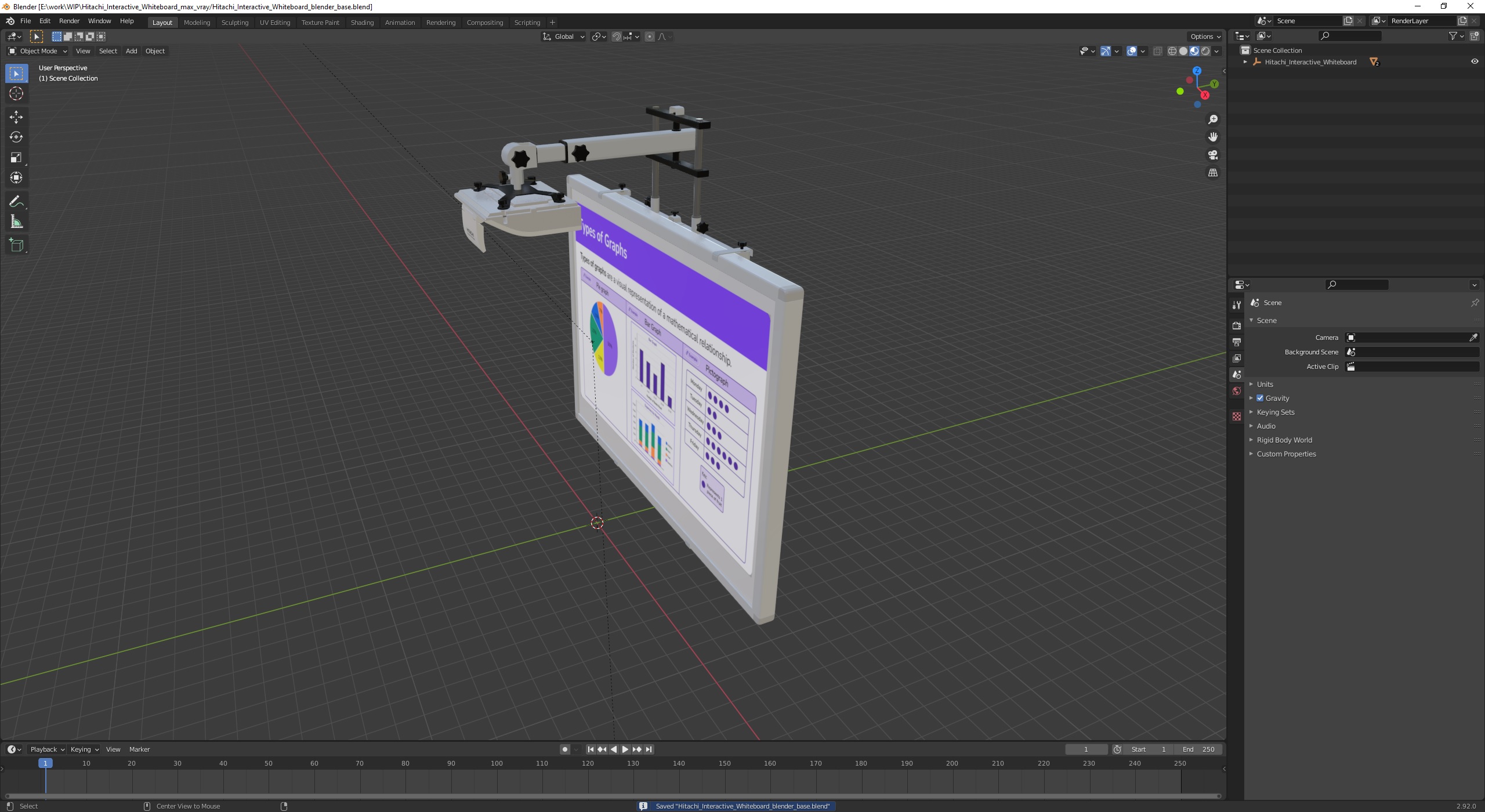 3D model Hitachi Interactive Whiteboard