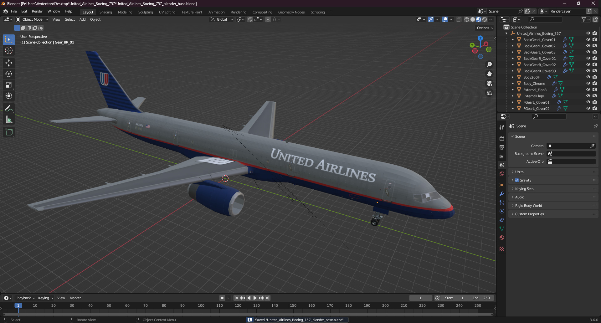 3D United Airlines Boeing 757