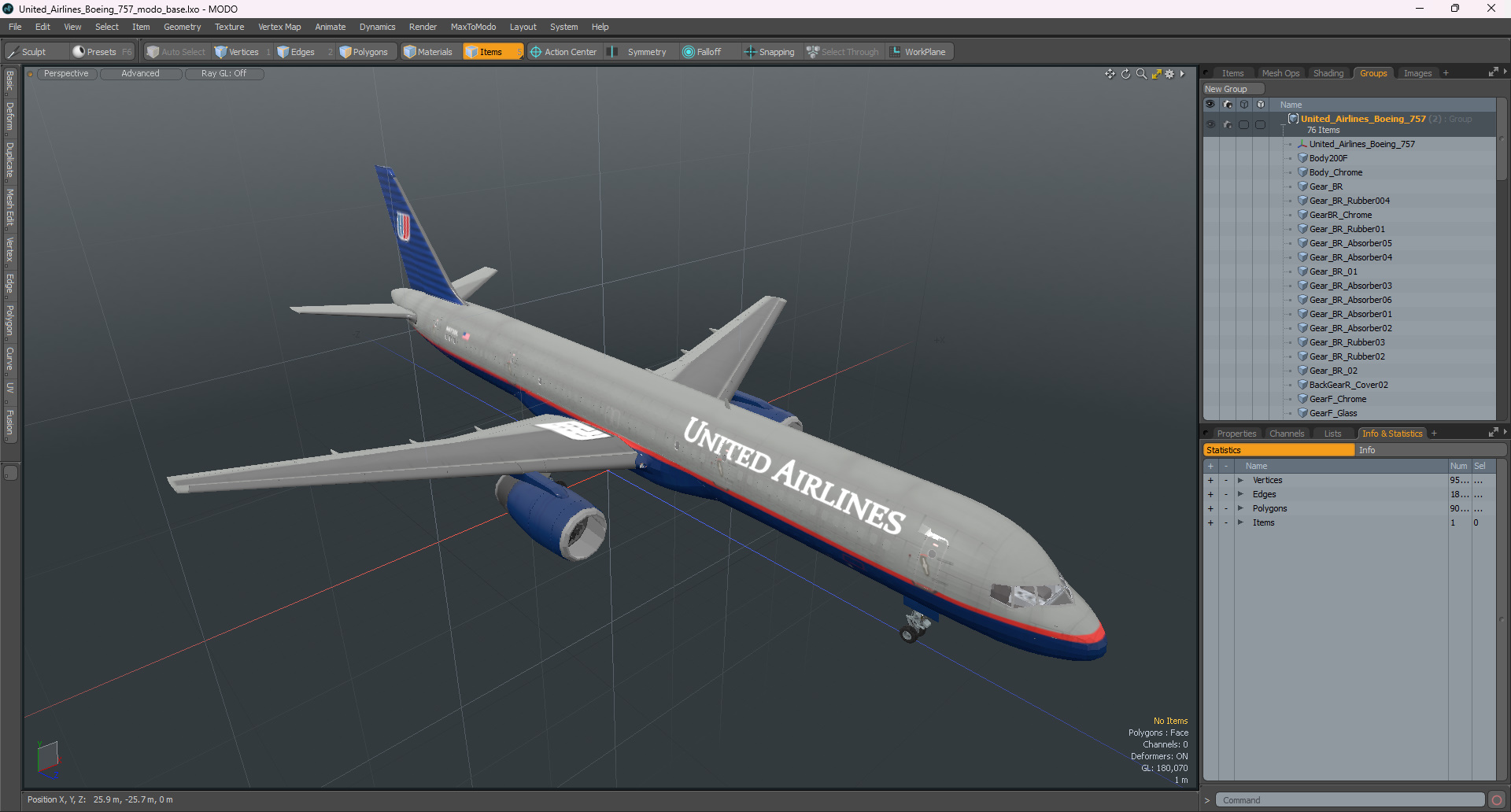 3D United Airlines Boeing 757