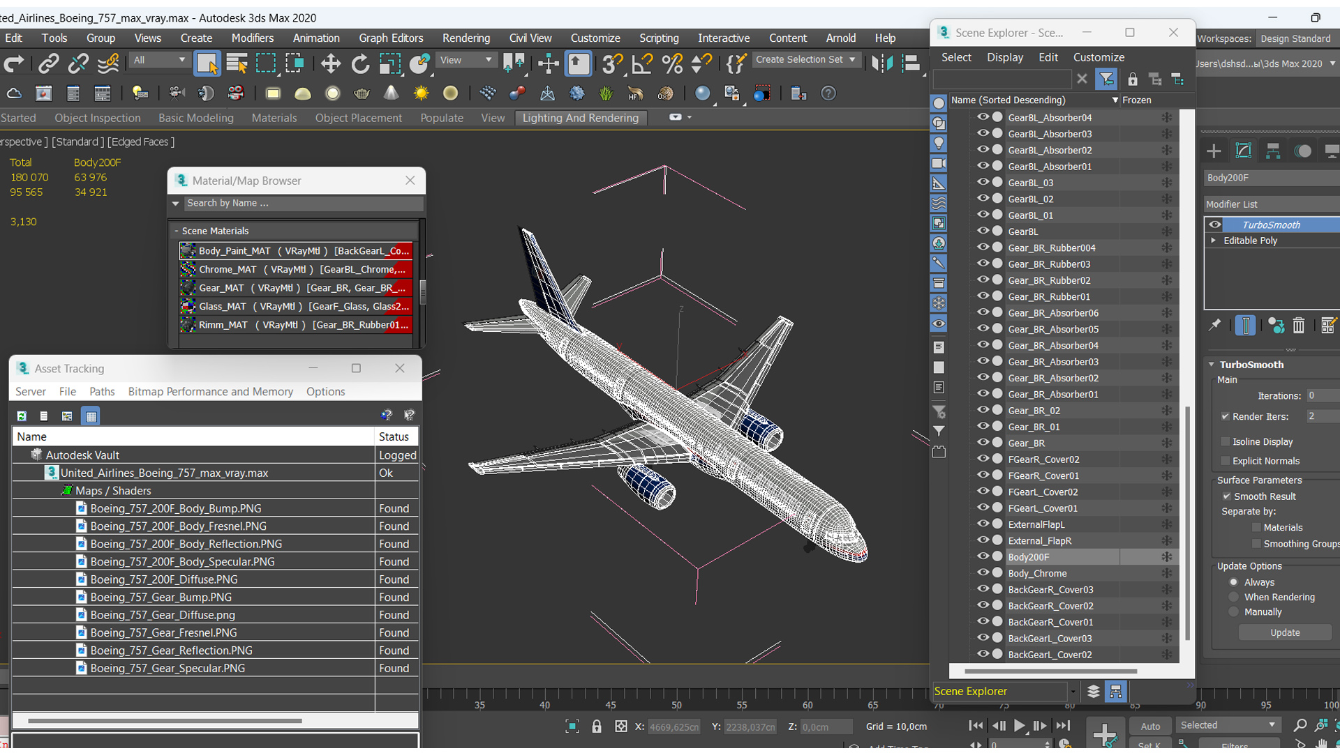 3D United Airlines Boeing 757