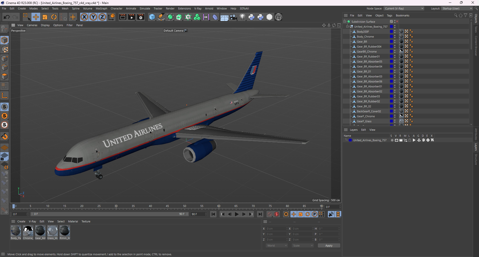 3D United Airlines Boeing 757