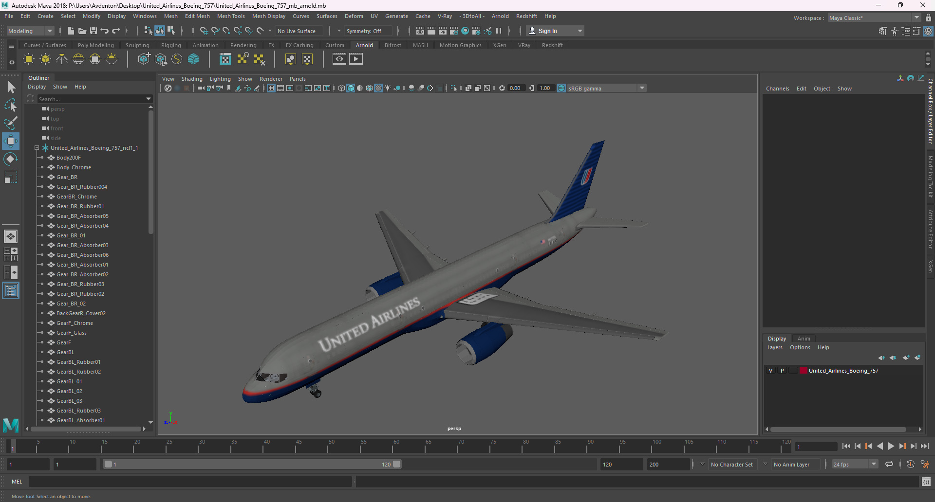 3D United Airlines Boeing 757