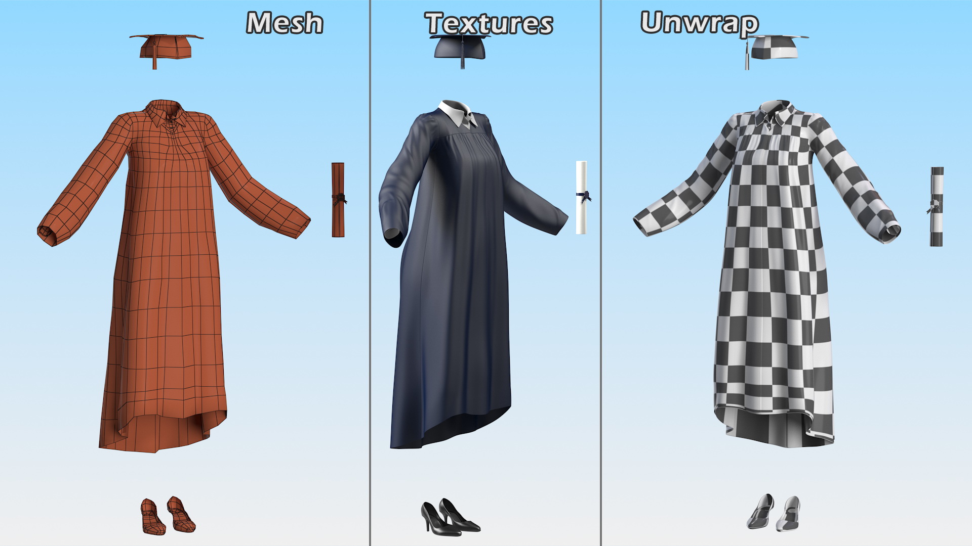 3D model Graduation Gown