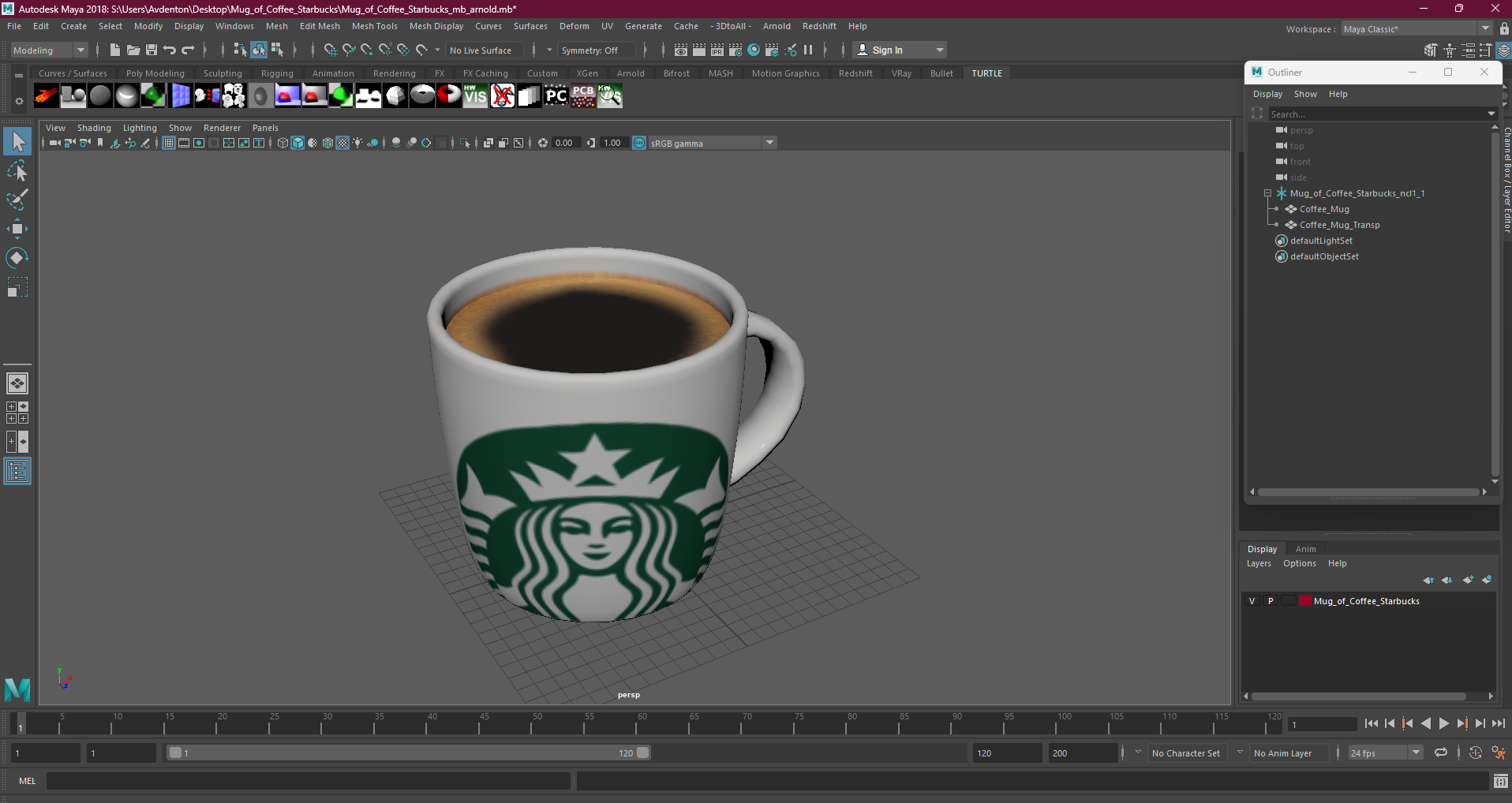 3D Mug of Coffee Starbucks model