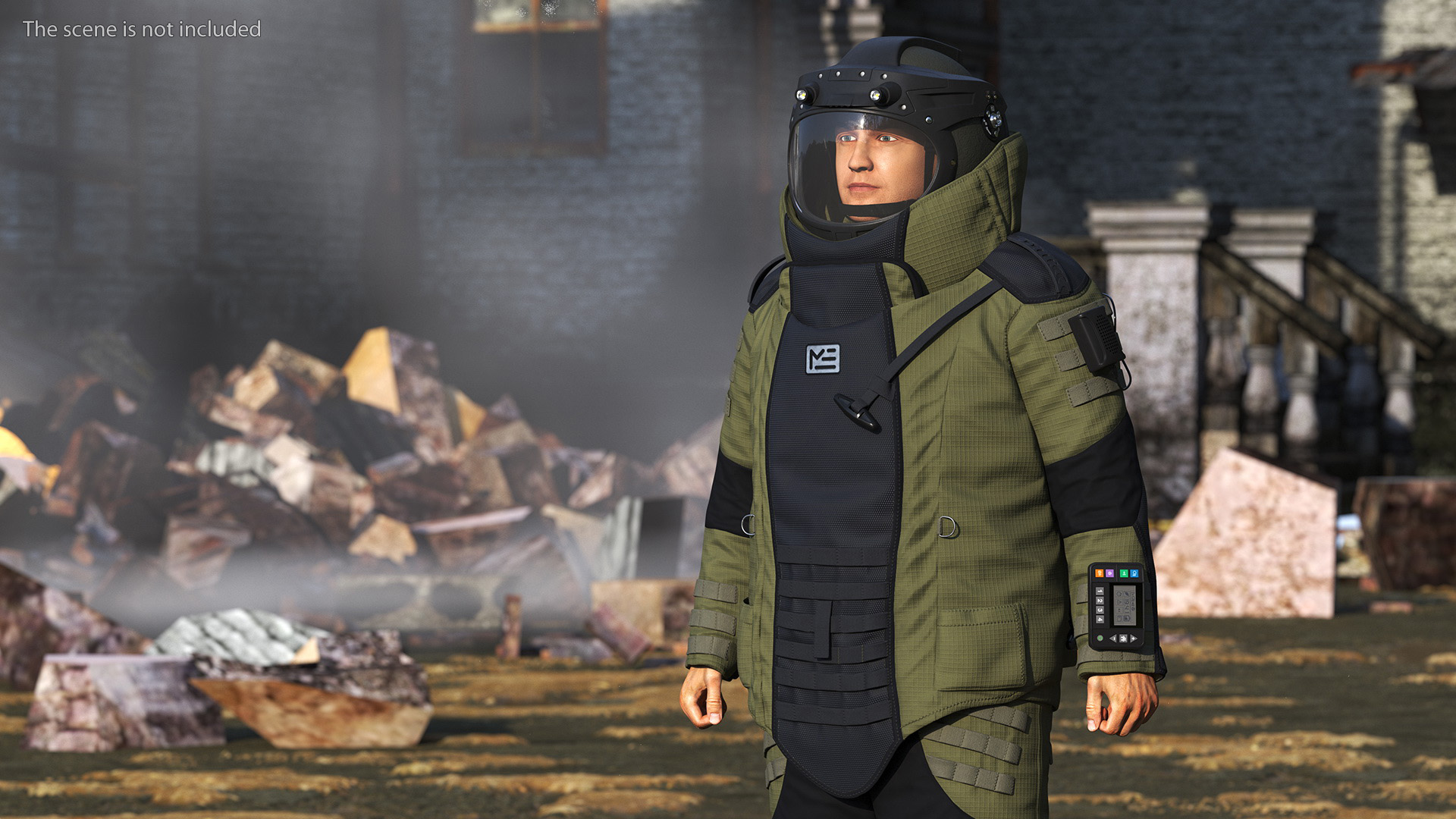 Man in EOD 10 Bomb Suit Stand Pose 3D model