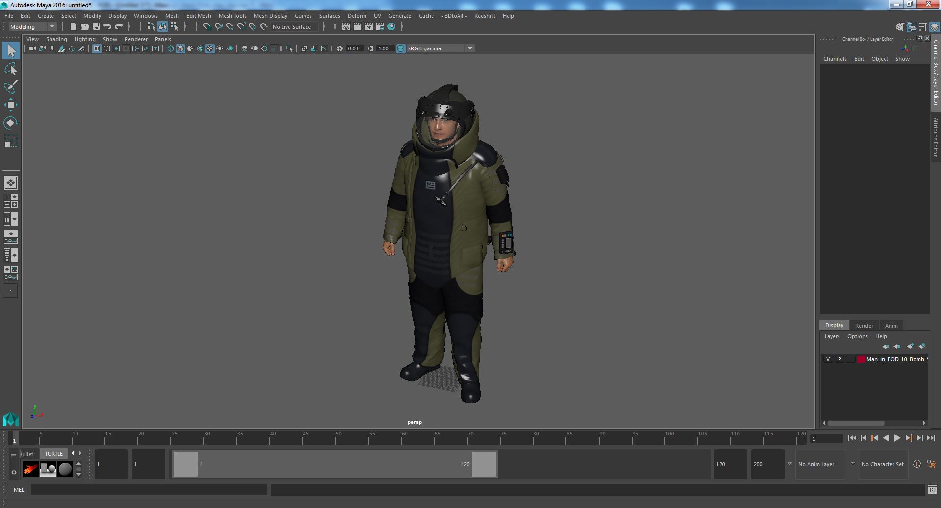 Man in EOD 10 Bomb Suit Stand Pose 3D model