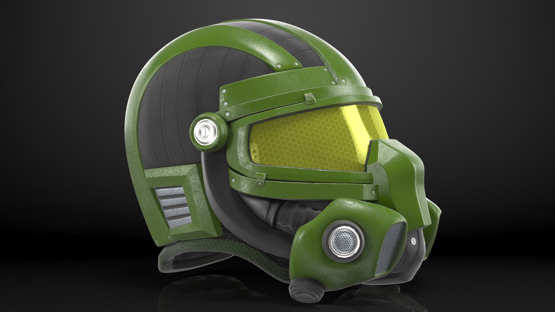 3D SciFi Helmet Green model