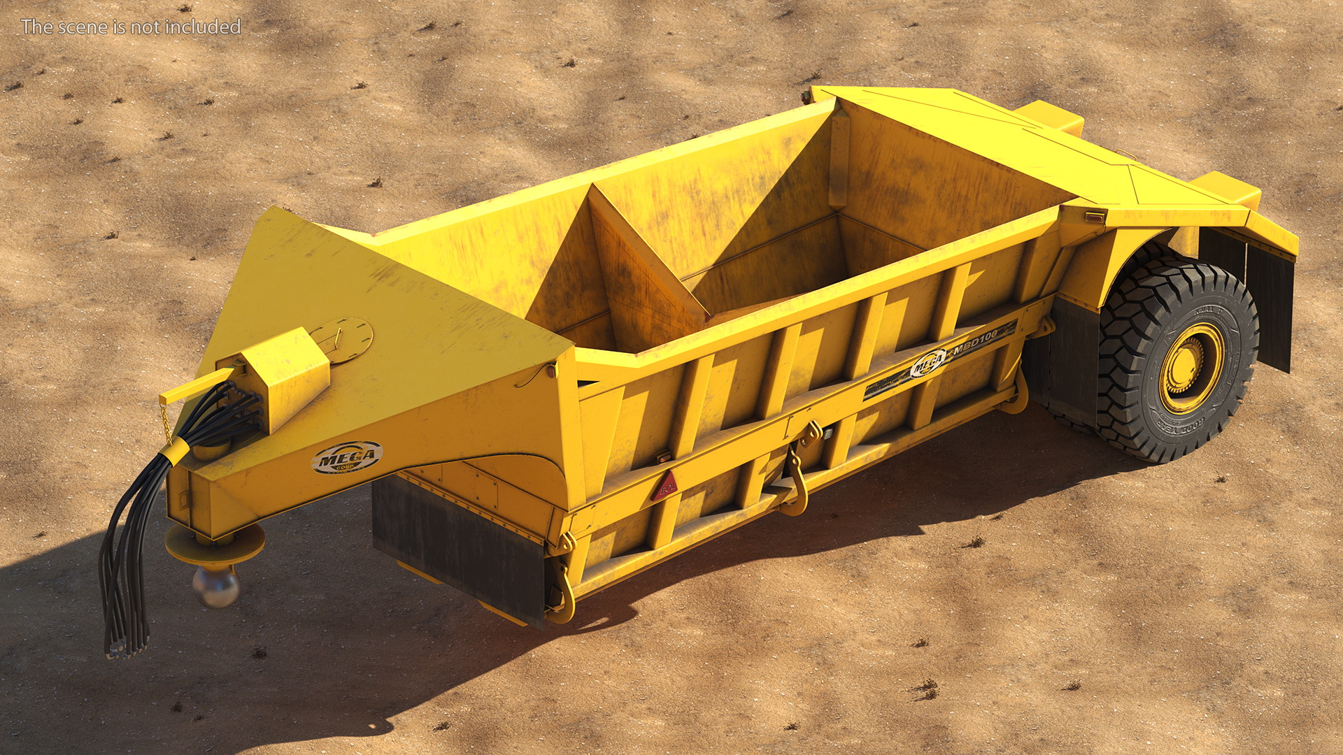 Mega Bottom Dump Trailer MBD100 Dirty Rigged 3D model