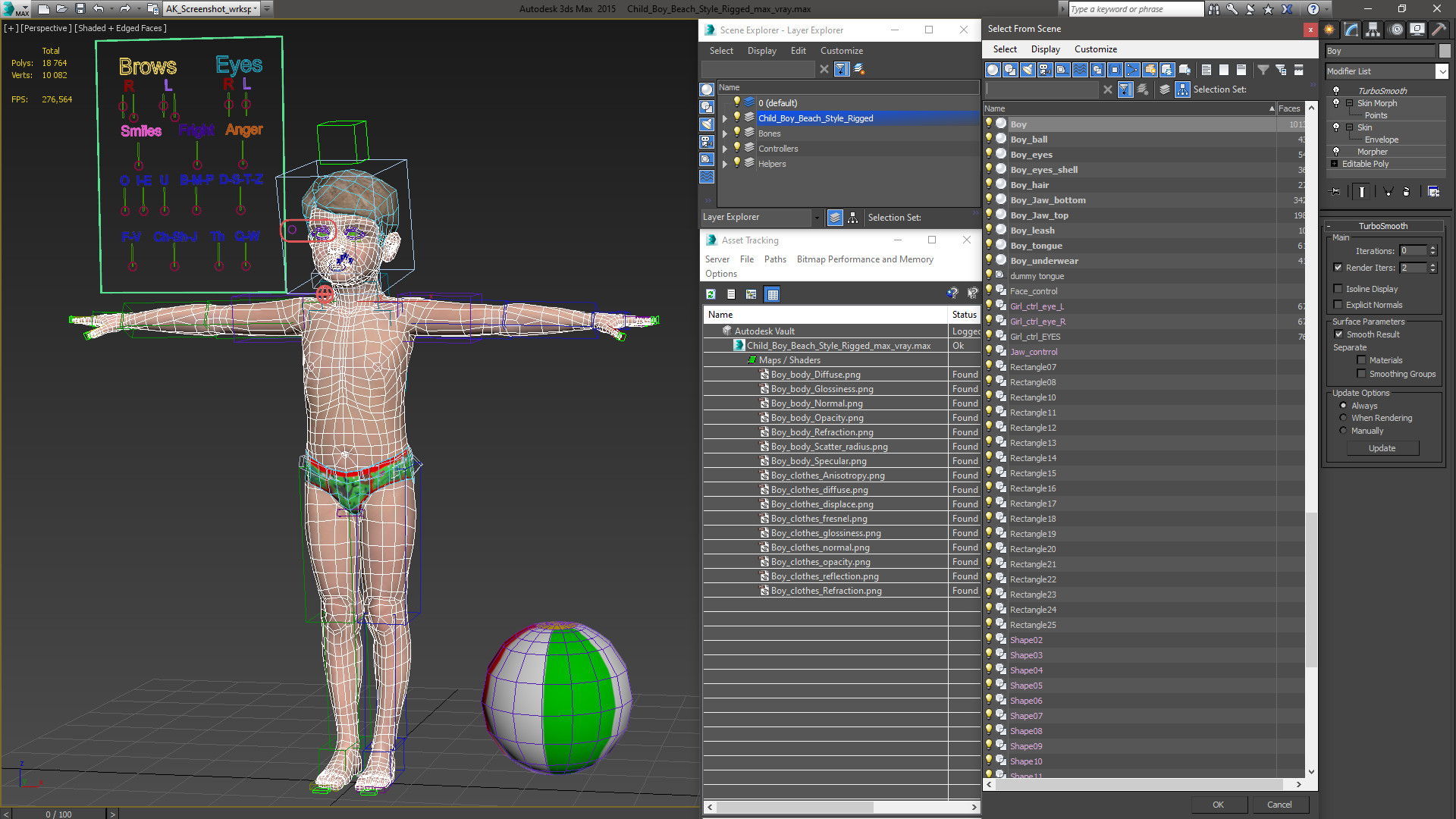 Child Boy Beach Style Rigged for Modo 3D