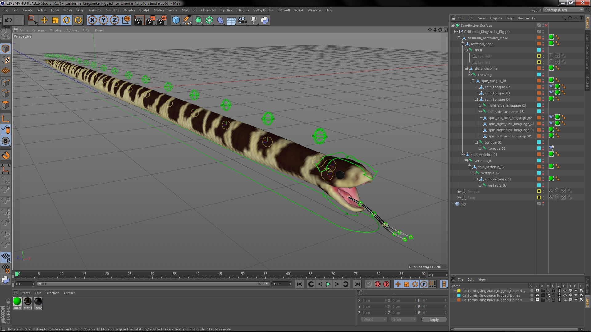 3D California Kingsnake Rigged for Cinema 4D